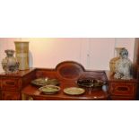 A quantity of Scottish Studio Pottery, comprising of glazed vases, plates and two owl figures,