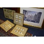 Framed prints of 'The Seasons', together with a framed map,