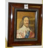 A hand woven portrait of King Charles I, from the painting by Daniel Mytens, sewn by Lucy Fenwick,
