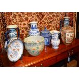 A quantity of Japanese and Chinese porcelain, to include vases and bowls, together with a Japanese