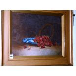HJJP
'Still Life of Strawberries'
Oil on canvas, signed monogram lower right,