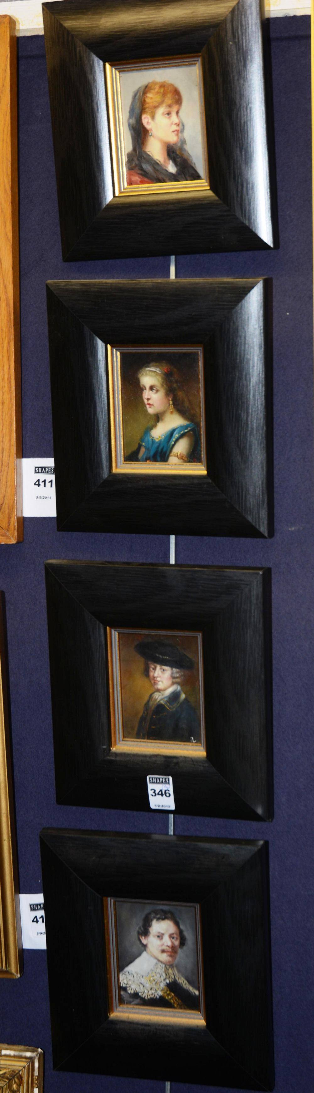 Unknown Artist
'Four Portrait Miniatures'
Oil on board, 9.