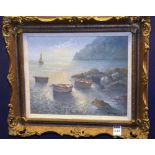 M Fedrico (20th Century)
'Moonlit Boats, Capri'
Oil on canvas, signed '78 lower right,