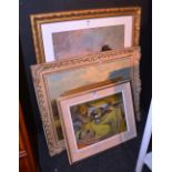 A quantity of pictures and prints, to include Mckay oil on board,