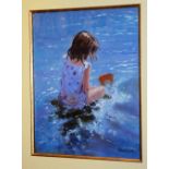 Marjorie Wilson
'Paddling in the Shallows'
Oil on board under glass, signed lower right,