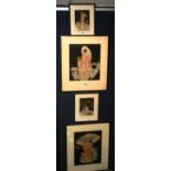 E Douglas
'Four Japanese Stylized Scenes'
Watercolour and ink, signed 1933 & 1926,