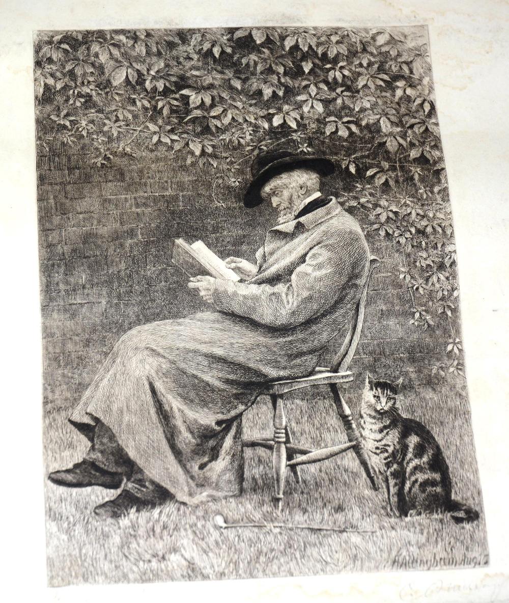 Helen Allingham (1848-1926)
'Thomas Carlyle with Cat'
Etching, signed and dated 1875 in plate and in