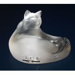 A Lalique figure of a cat, etched 'Lalique France' to base, 9cm diameter,