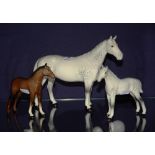 Three Beswick horse and foal figures,