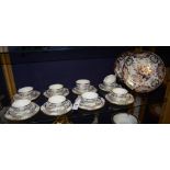 A Royal Crown Derby china teaset, decorated with colourful floral garlands on white ground (25),