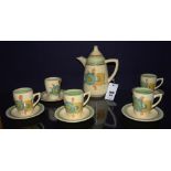 An Art Deco pottery coffee set by Wilkinson Ltd, comprising of coffee pot,