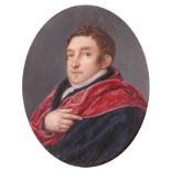 AN ANTIQUE RUSSIAN PORTRAIT MINIATURE Portrait of Ilya Andreevich Baratynsky, circa 1820watercolor