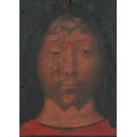 AN OLD MASTER PAINTING OF JESUS CHRIST WEARING THE CROWN OF THORNS, oil on canvas14.5 x 11 cm (5 3/4