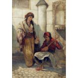 ALEKSEI MIKHAILOVICH KORIN (RUSSIAN 1865-1923)The Street Musicians, oil on canvas52.6 x 37 cm (21