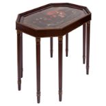 RUSSIAN EMPIRE PERIOD LACQUERED TRAY TABLE, FIRST QUARTER OF 19TH CENTURY the detachable octagonal