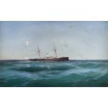 MIKHAIL ALISOV (RUSSIAN 1859-1933)Ship at Sea, oil on canvas48.5 x 78 cm (19 x 30 3/4 in.)signed and