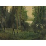 KONSTANTIN ANDREEVICH SOMOV (RUSSIAN 1869-1939)A Clearing by the Lake, 1908watercolor on paper 19