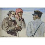 SOLOMON KISHINEVSKY (UKRAINIAN 1862-1941/42)Conversation with the Village Policeman, 1903oil on