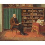 LUDWIG VALENTA (AUSTRIAN 1882-1943) In the Library, oil on panel23.5 x 29 cm (9 1/4 x 11 3/8 in.)