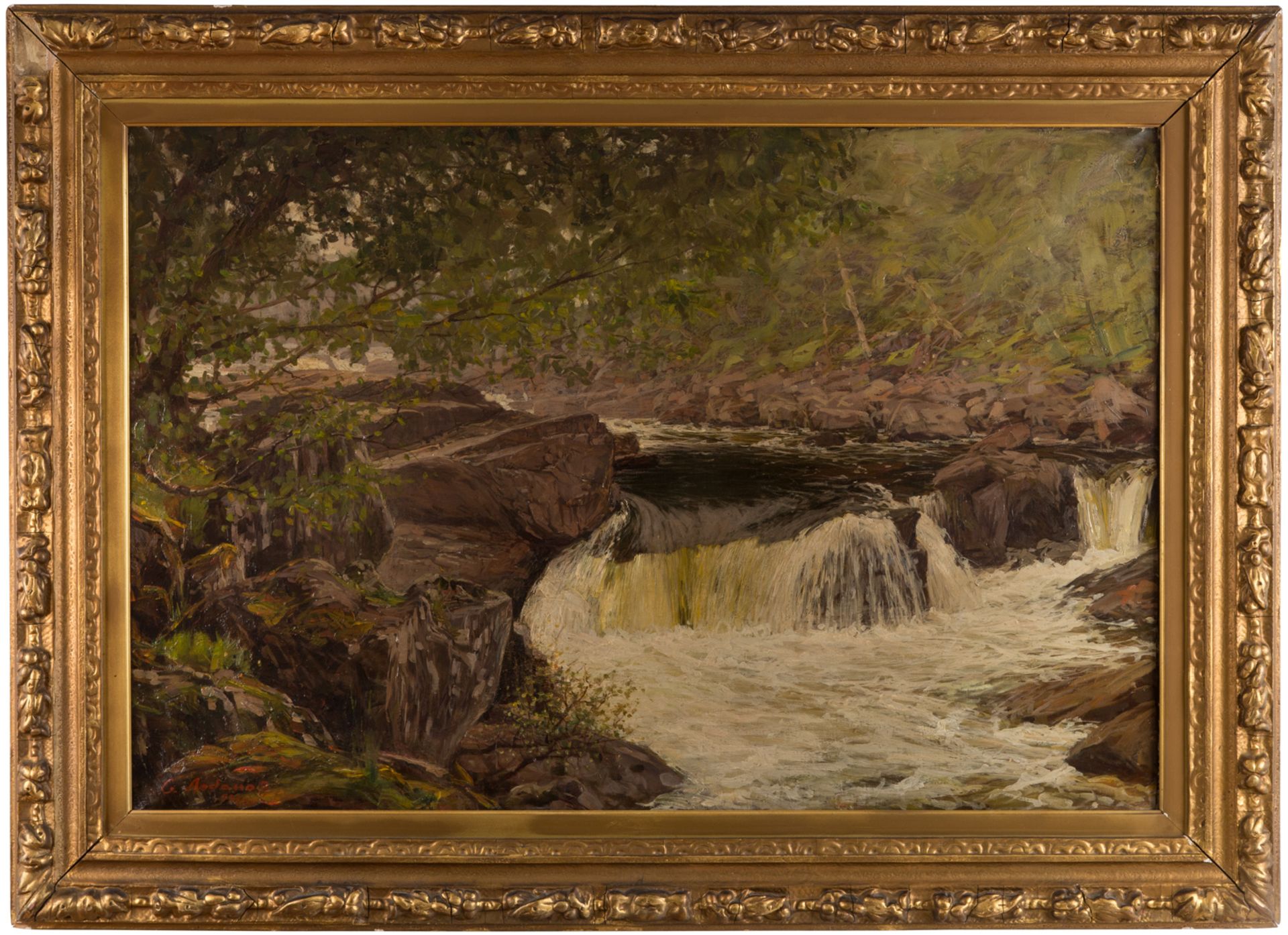 SERGEI IVANOVICH LOBANOV (RUSSIAN 1887-1943)   River Rapids , 1922 oil on canvas 61.3 x 91.2 cm (24 - Bild 2 aus 2