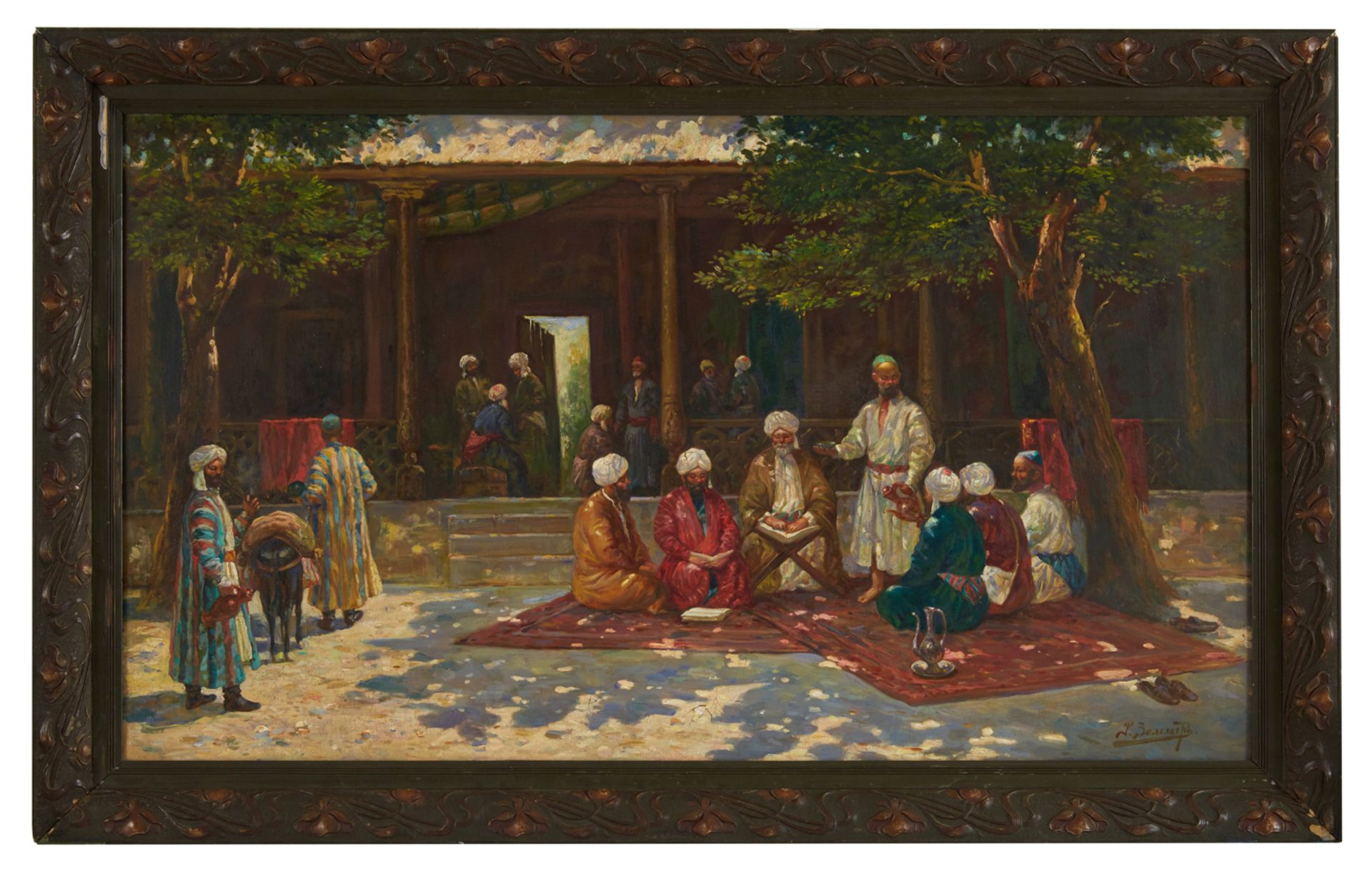 RICHARD KARLOVICH ZOMMER (RUSSIAN 1866-1939)   The Quran School ,  oil on canvas 57 x 98 cm (22 1/2 - Bild 2 aus 4