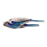 Vintage silver and blue enamel budgerigar brooch Worldwide shipping available on all items. Direct