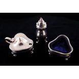 Three piece silver condiment set Birmingham, 1936 Worldwide shipping available on all items.