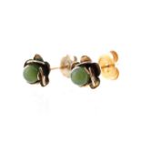 Victorian 9 ct gold jade flower stud earrings Worldwide shipping available on all items. Direct