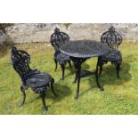 Cast iron patio table  and three patching chairs

Worldwide shipping available: shipping@sheppards.