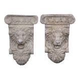 Pair of reconstituted stone mask decorated corbels 50 cm. highWorldwide shipping available: