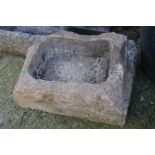 York stone trough 54 x 44 cm.Worldwide shipping available: shipping@sheppards.ie