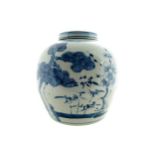 Nineteenth-century Chinese blue and white ginger jar with cover decorated with prunus and other