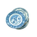 Four eighteenth-century Chinese blue and white plates  Each 22 cm diameter