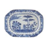 Pair of eighteenth-century Chinese Nankin platters each of rectangular form with chamfered  form