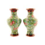 Pair of twentieth-century Chinese cloisonné enamelled vases each of baluster form, decorated with
