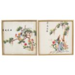 Pair of Chinese silk embroideries each depicting exotic birds Worldwide shipping available: