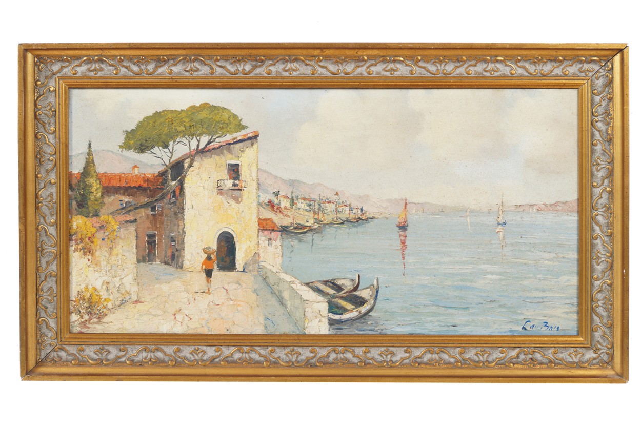 Edward Bais Mediterranean seascape, signed oil on canvas Worldwide shipping available: shipping@ - Image 2 of 7