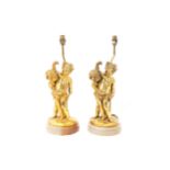 Pair of gilt and alabaster cherub stemmed table lamps Worldwide shipping available: shipping@