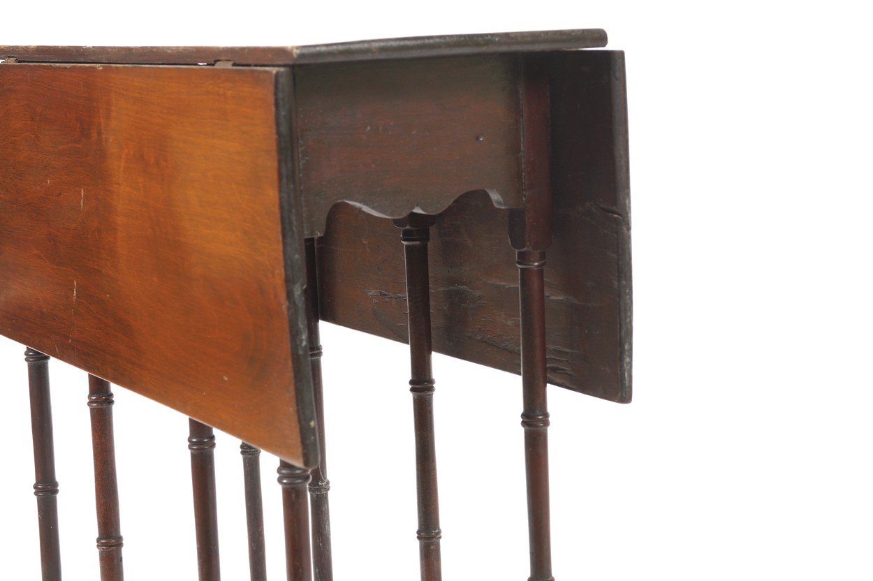 George III mahogany Sutherland table raised on spider legs, joined by stretcher rails Worldwide - Image 6 of 6