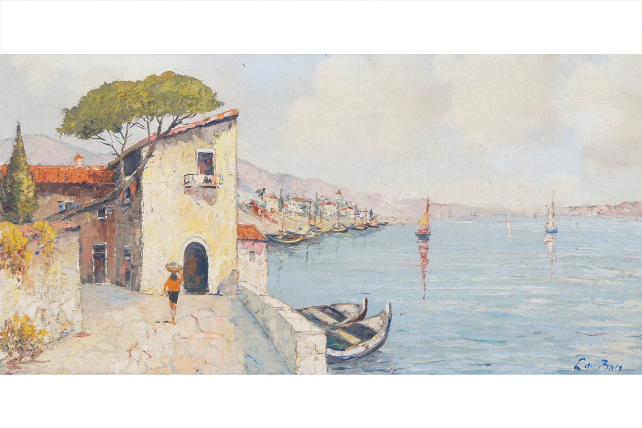 Edward Bais Mediterranean seascape, signed oil on canvas Worldwide shipping available: shipping@