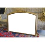 Nineteenth-century gilt framed over mantle mirror
the rectangular place with a gently arched top