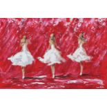 Lorna Miller three ballet dancers, signed acrylic on board Worldwide shipping available: shipping@