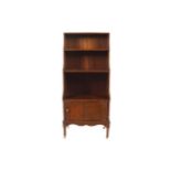 Edwardian period mahogany and fruitwood banded waterfall open bookcase Worldwide shipping available: