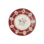 Nineteenth-century porcelain parcel gilt and enamelled plate decorated with butterflies and bees