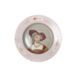 Nineteenth-century painted porcelain portrait plate Worldwide shipping available: shipping@