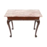 Eighteenth-century period mahogany Chippendale console table the rouge royal rectangular shaped top,