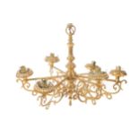 Six branch brass chandelier Worldwide shipping available: shipping@sheppards.ie 46 cm. high (without