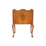 Edwardian period George III style mahogany and cross banded tray top cabinet raised on cabriole legs