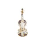 Nineteenth-century Italian faience miniature violin Worldwide shipping available: shipping@