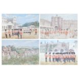 C. Alltemer set of four watercolours, each a military parade Worldwide shipping available: